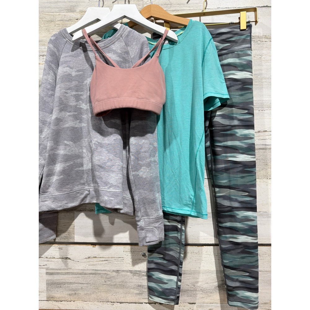 Athleta Ivivva Activewear Set Girls 12 Camo Cross Back Leggings Sporty
